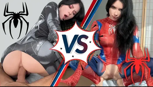 Sultry Superheroines Clash: Black Spider Girl's Anal Encounter vs. Passionate Spider Woman's Pussy Play - video thumbnail